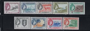 VIRGIN IS. SCOTT #115-123 1956 QEII PICTORIALS- SHORT SET-  MINT LIGHT HINGED