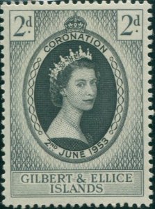 Gilbert & Ellice Islands 1953 SG63 2d Coronation QEII MLH