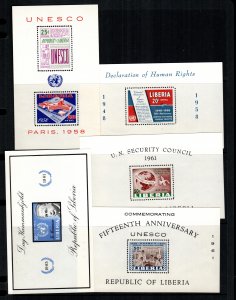 Liberia  5 diff  mint never hinged MNH sheets cat $11.00