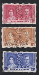Leeward Islands # 100-102, 1937 Coronations, Used, 1/2 Cat.