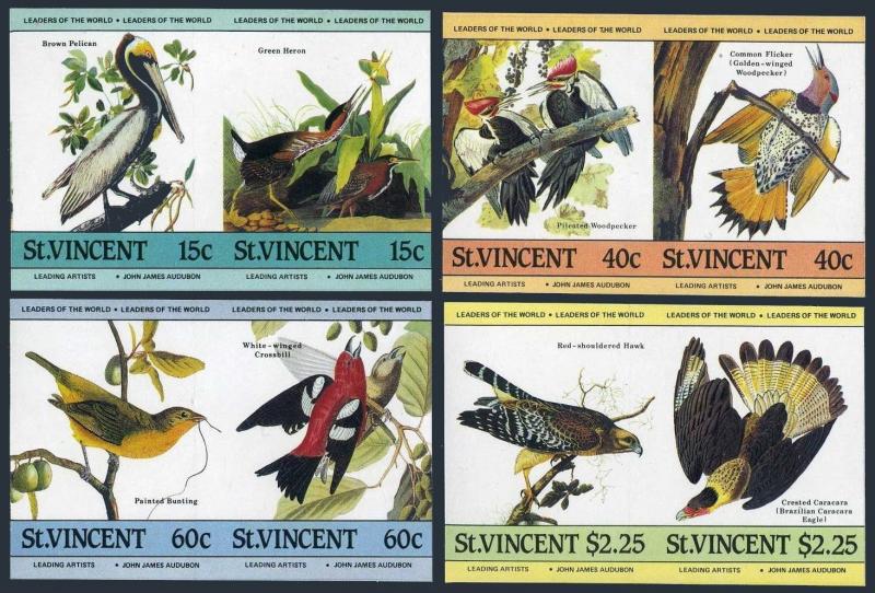 St Vincent 807-810 Imperf Paar, Mnh.michel 790B-797B. John Audubon's Vögel, 1985