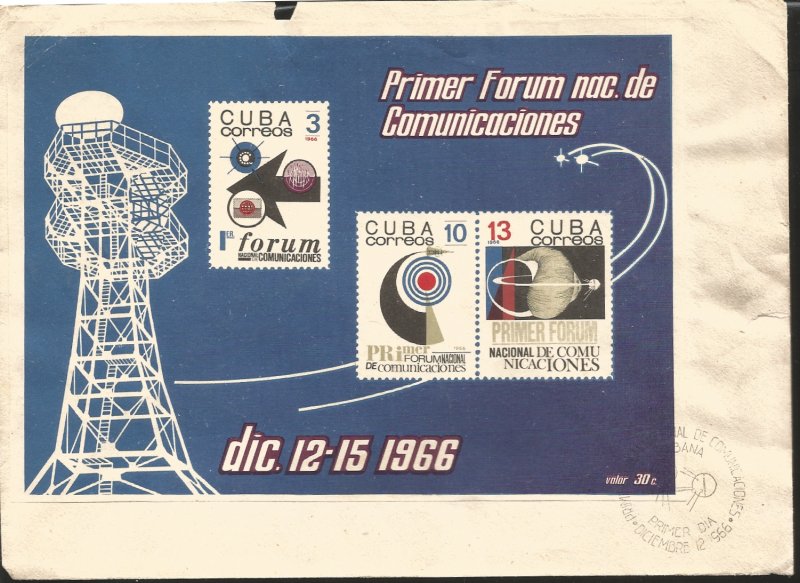 V) 1966 CARIBBEAN, 1ST NATIONAL TELECOMMUNICATIONS FORUM, SOUVENNIR SHEET IMPERF