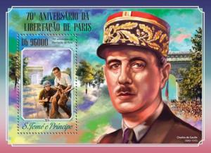 SAO TOME E PRINCIPE 2014 SHEET THE LIBERATION OF PARIS DE GAULLE st14612b