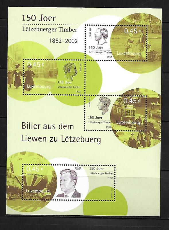 LUXEMBOURG, 1100, MNH, SS, 1852-2002 POSTAGE