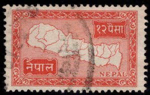 Nepal  Scott 76 Used Map stamp