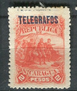 NICARAGUA; 1892 early classic TELEGRAFOS Optd. issue Mint hinged 2P. value