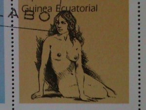 ​EQUARTORIAL GUINEA-1976-FAMOUS NUDE ARTS PAINTINGS-CTO IMPERF S/S VERY FINE
