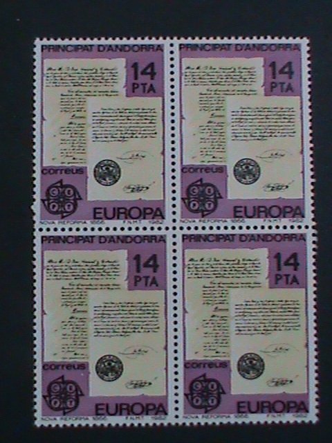 ​ANDORRA-SPAIN-1982 SC#143 NEW REFORMS 1866  -MNH BLOCK OF 4-VERY FINE