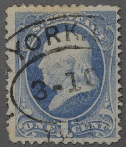 United States #156 Used FN New York 3-10-188? Cancel Bright Color & Paper