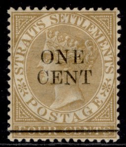 MALAYSIA - Straits Settlements QV SG89, 1c on 4c brown, M MINT. Cat £12.