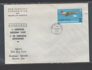 New Hebrides (English) #204  (1976 Concorde issue)  cachet FDC