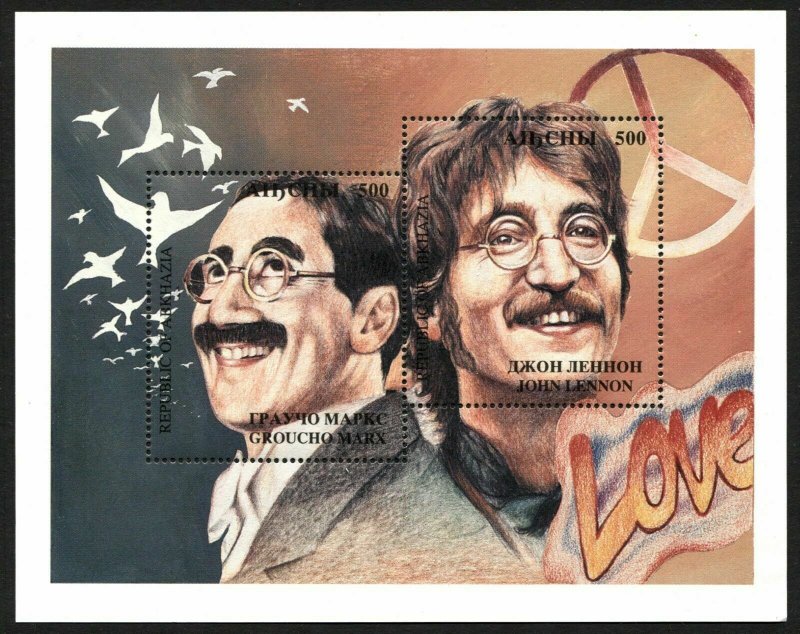 ABKHAZIA (RUSSIA) Stamps  JOHN LENNON The BEATLES Sheet GROUCHO MARX MNH 