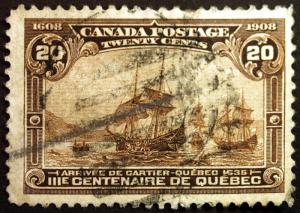 Canada #103 20c Brown 1908 Quebec Tercentenary Issue VF Used Rare