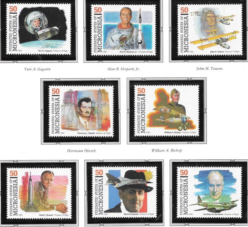 Micronesia #200a-h  50c Pioneers of Flight & Aviation(MNH) CV$6.75