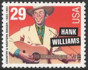 SC#2723 29¢ American Music Series: Hank Williams Single (1993) MNH