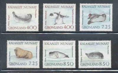 Greenland Sc 233-8 1991 Walrus Seals stamp set mint NH