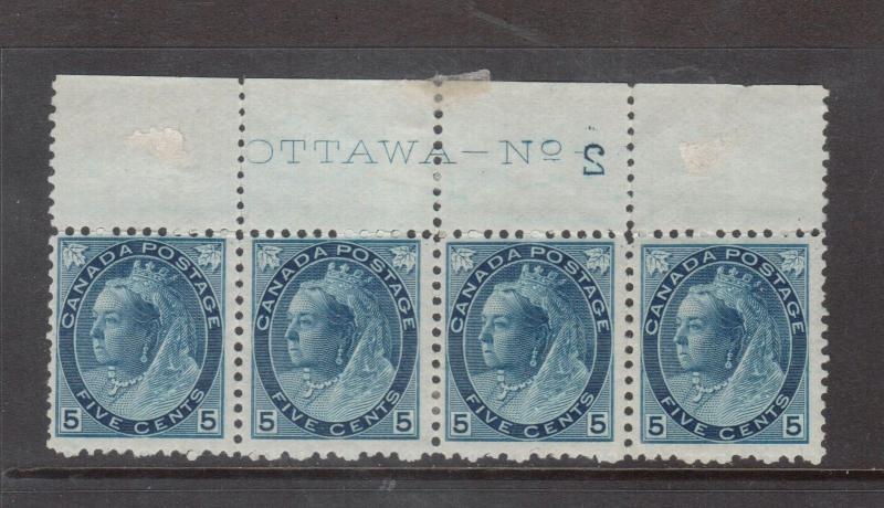 Canada #79 Mint Plate 2 Reversed Strip Of Four