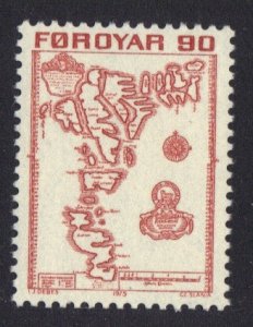 Faroe Islands  #13  MNH   1975  old map 90o