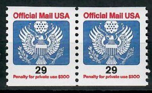 O145 29c Official Mail MNH coil pair