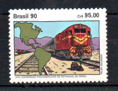 BRAZIL - 1990 - TRAINS - TRANS-AMERICAN RAILROAD -