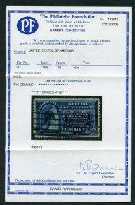 US SCOTT #E1 USED XF 90 PARALLEL LINES CANCEL PSE CERTIFICATE