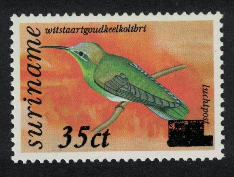 Suriname White-tailed Goldenthroat Bird No 865 surch 35 ct 1v SG#1543