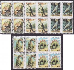 Laos-Sc#1208-12- id9-unused NH set in blocks-Dinosaurs-Pre-historic-1995-