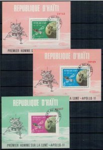 Haiti 1969 Used Stamps Souvenir Sheet Scott 624H-J Space Moon Landing