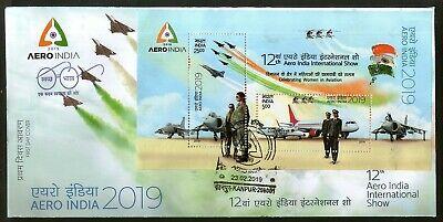 India 2019 Aero India Women in Aviation Aeroplane Transport Flag M/s on FDC