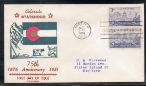 US #1001 Colorado FDC George Cachet addr D300