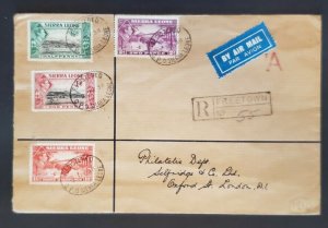 1938 Sierra Leone to London England Registered Multi Franking Air Mail Cover