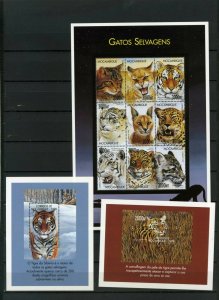 MOZAMBIQUE 2000 ANIMALS/WILD CATS SHEET OF 9 STAMPS & 2 S/S MNH