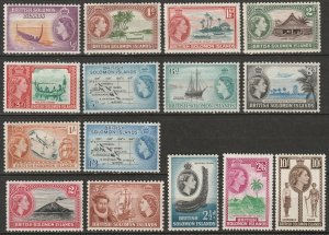 Solomon Islands 1956 Sc 89/104 partial set MLH*