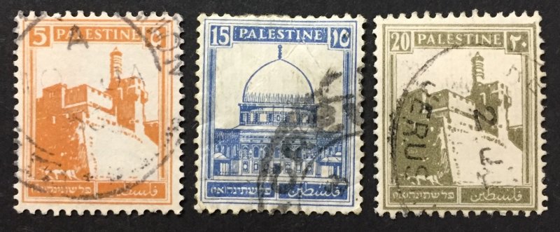 Palestine 1927-42 #63,67,77, Views, Used.