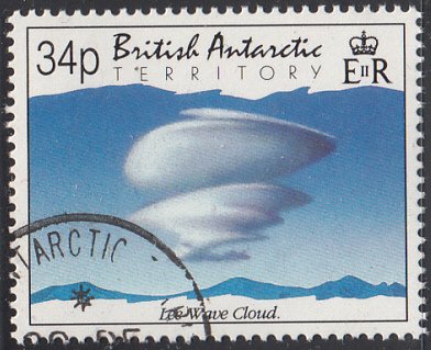 British Antarctic Territory 1992 used Sc #200 34p Lee wave cloud