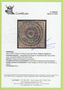 DEN SC #2 1853 4 RBS Thiele II Prtg, Kranhold Retouch 4 margins w/cert