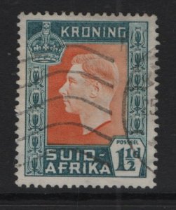 South Africa #76b  used 1937  coronation  . 1 1/2d .  single .  Afrikaans