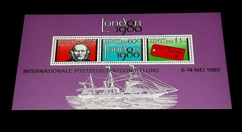 NETHERLANDS ANTILLES #458a 1980, LONDON 1980, SOUVENIR SHEET, MNH,  NICE! LQQK!