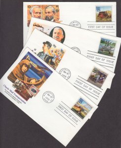 1989 Traditional Mail Delivery Sc 2434 to 2437 FDCs set of 4 Fleetwood cachets