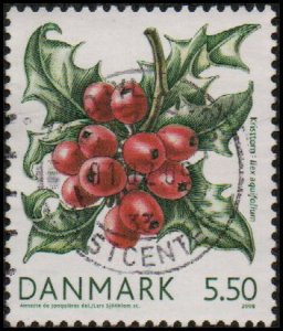 Denmark 1418 - Used - 5.50k Holly/Christmas (Sock-on-the-Nose)(2008)(cv $1.10) 2