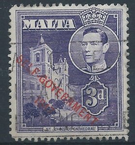 Malta 1953 - George VI Self Government 3d violet - SG240a used