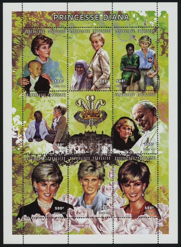 Togo 1854 MNH Princess Diana, Pope John Paul II, Flowers, Mother Teresa