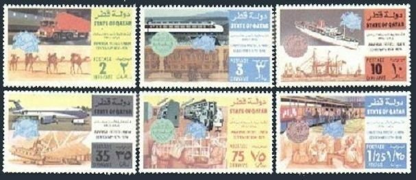 Qatar 384-389,MNH.Michel 591-596. UPU-100,1974.Camels,Track,Ship,Locomotive,Jet.