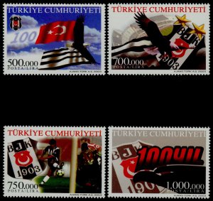 Turkey 2845-8 MNH BJK Soccer Team. Flags, Birds