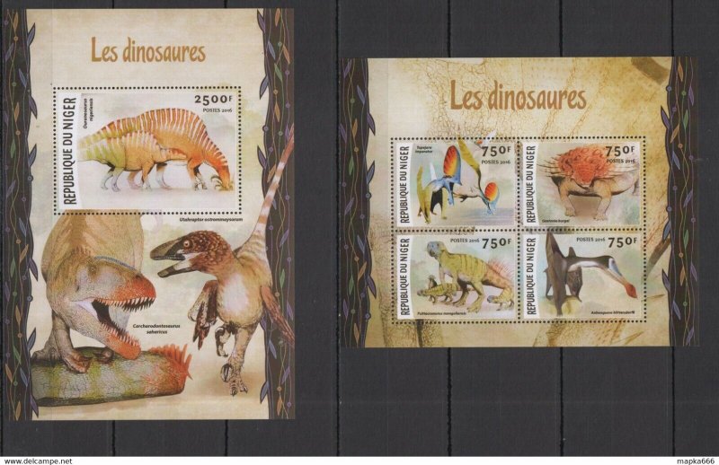2016 Niger Dinosaurs Fauna Prehistoric Animals Kb+Bl ** St1966