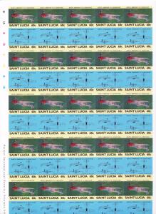 ST LUCIA Aviation Inverted Imperf Cinderella Sheets MNH x 4 (200 Stamps) (You941