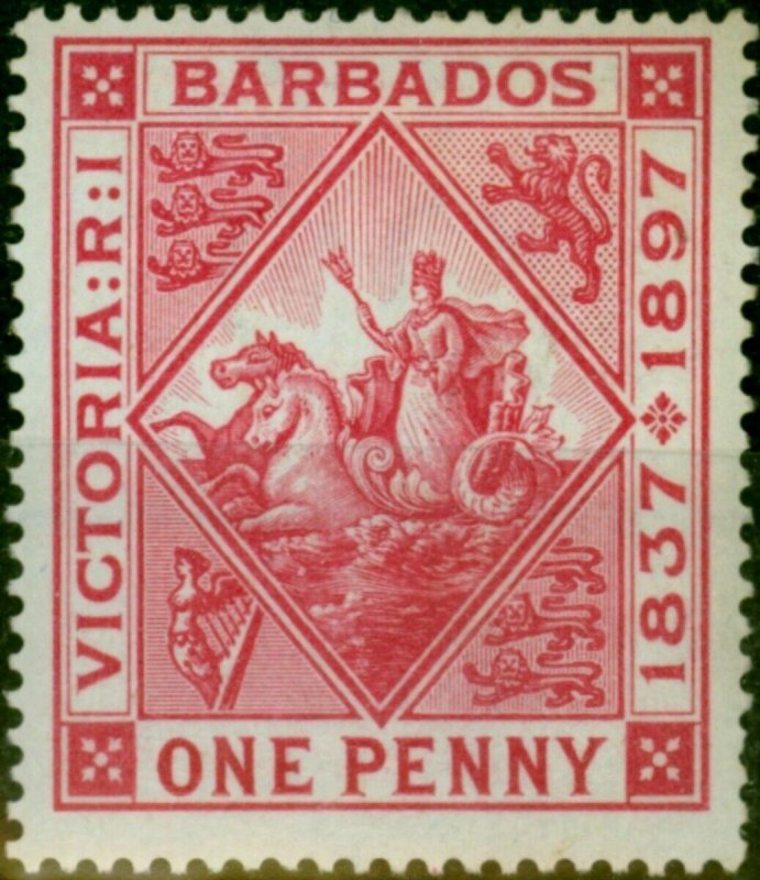 Barbados 1897 1d Rose SG118 Fine MM 