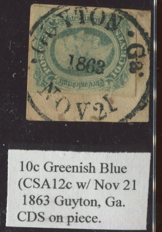 CSA 12c Used Stamp with Guyton FA NOV 21 186 Cancel on Small Piece BX5253