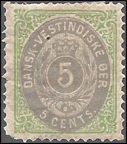 Danish West Indies 8 Mint,OG,HR... SCV $45.00