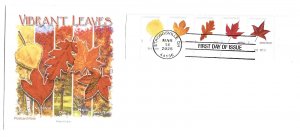 5966-70 Five Vibrant Leaves plate number strip of 5  on one  Panda Cachets FDC
